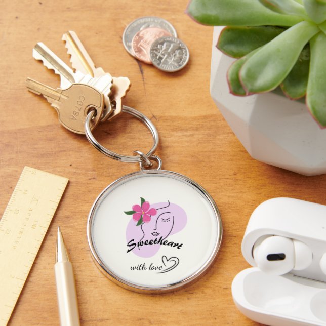 Cute Pink Flower Girl Gift– Key Ring (Desk)