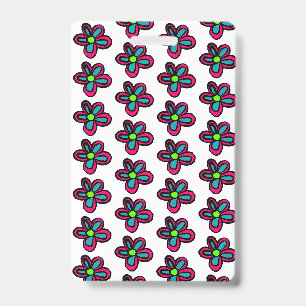 Cute Pink Flower ID Badge
