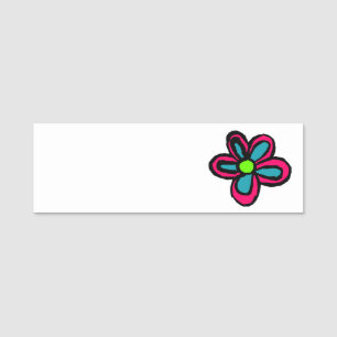 Cute Pink Flower Name Tag