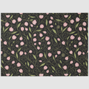 Cute, pink flower on black with repeating pattern  tissue paper