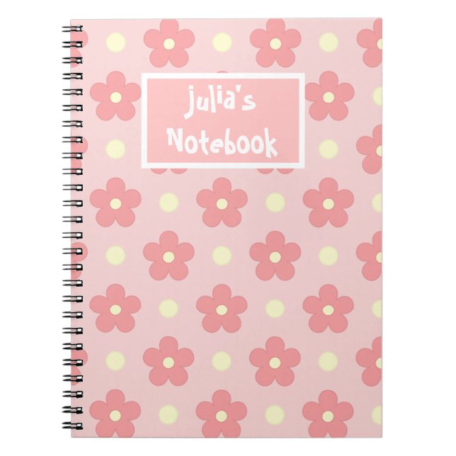 Cute Pink Flower Spiral Photo Notebook (Front)