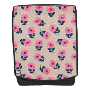 Cute Pink Flowers Beige Background Design Backpack