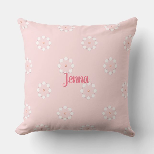 Cute Pink Flowers Double-faced Throw Pillow (Front)