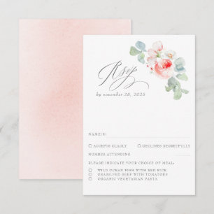 Cute Pink Flowers Elegant Wedding RSVP