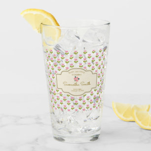 cute pink flowers glass