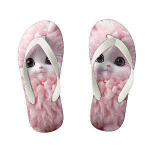 Cute Pink Fluffy Toy Animal Kid's Thongs
