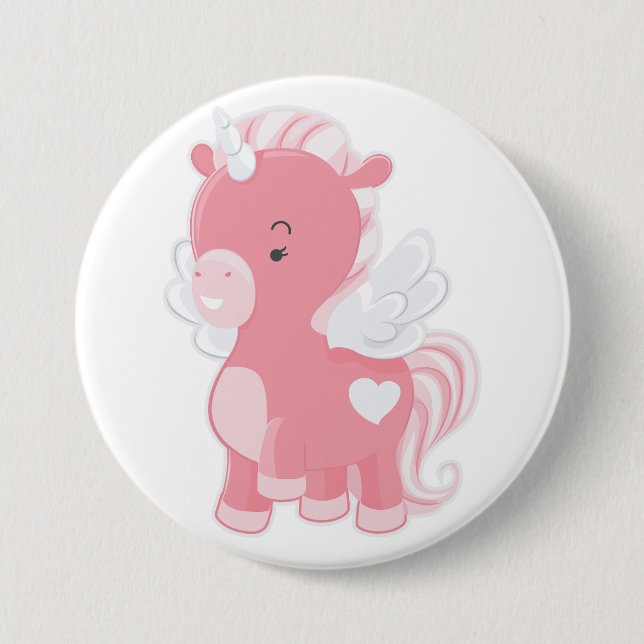 Cute Pink Flying Unicorn Pegacorn 7.5 Cm Round Badge (Front)