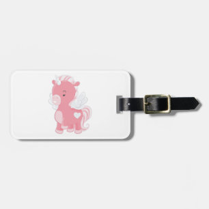 Cute Pink Flying Unicorn Pegacorn Luggage Tag