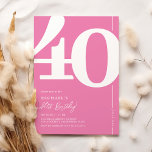 Cute Pink Forty 40th Birthday Party Invitations<br><div class="desc">Cute pink 40th birthday party invitations featuring the number '40' in a large bold serif font,  and a modern invite template that is easy to personalise.</div>