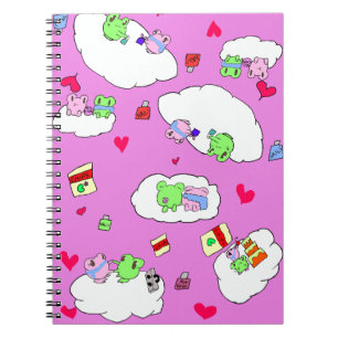 Cute pink frog date pattern notebook