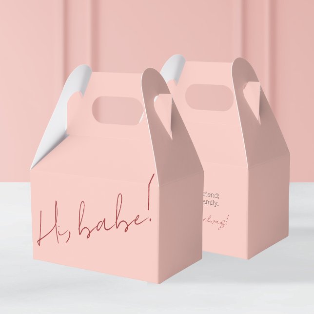Cute Pink Galentine's Day Babe Red Script Message Favour Box (Cute Pink Galentine's Day Babe Red Script Message Favor Boxes)