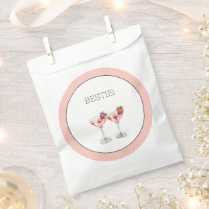 Cute Pink Galentine's Day Bestie Watercolor Modern Favour Bag