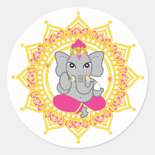 Cute pink ganesha sticker (Front)