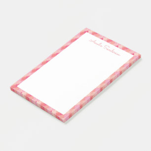 Cute Pink Geometric Border Personalised Script Post-it Notes