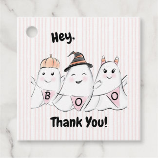 Cute Pink Ghost Boos Halloween Favour Tags