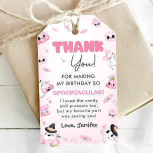 Cute Pink Ghost Halloween 1st Birthday Gift Tags