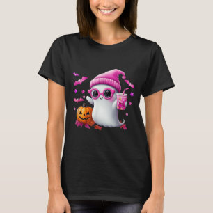 Cute Pink Ghost Halloween - Funny Retro Ghost with T-Shirt