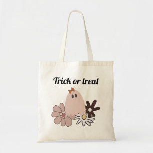 Cute Pink Ghost Halloween Treat Tote Bag