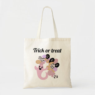 Cute Pink Ghost Halloween Treat Tote Bag