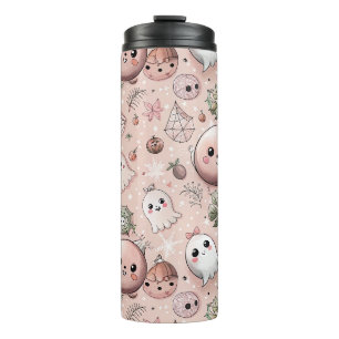 Cute Pink Ghost & Pastel Halloween Seamless Thermal Tumbler