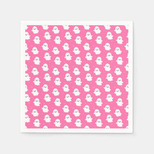 Cute Pink Ghost Pattern – Halloween Design Napkin