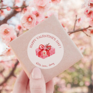 Cute Pink Gift Happy Valentine's Day Classic Round Sticker