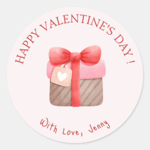 Cute Pink Gift Happy Valentine's Day Classic Round Sticker
