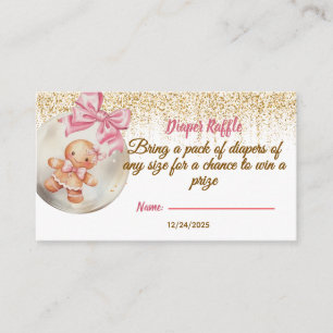 Cute Pink Gingerbread Bauble Diaper raffle Enclosure Card