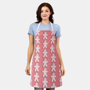 Cute Pink Gingerbread Cookies Holiday Christmas Apron