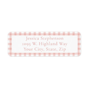 Cute Pink Gingham Cottagecore Return Address Label