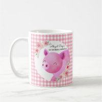 Cute Pink Gingham Floral Pig Farm Animal Barnyard