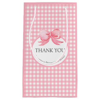 Cute Pink Gingham Picnic Print Thank You Favour Ba Small Gift Bag