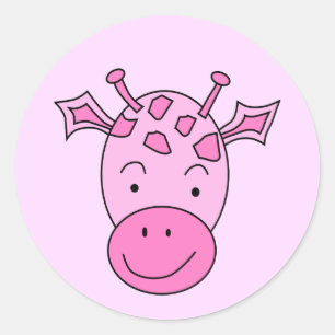 Cute Pink Giraffe. Classic Round Sticker