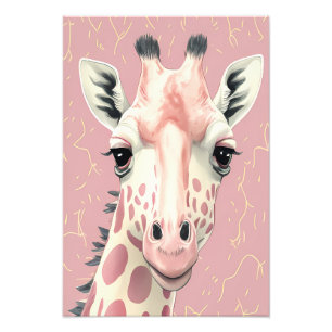 Cute Pink Giraffe  Photo Print