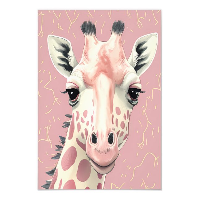 Cute Pink Giraffe  Photo Print (Front)