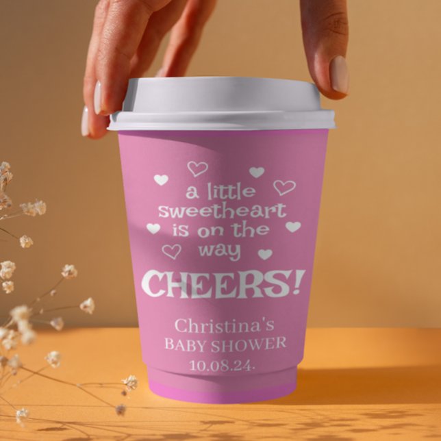 Cute Pink Girl Baby Shower Paper Cups (Creator Uploaded)