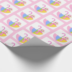 Cute Pink Girl Baby Shower Pattern Wrapping Paper