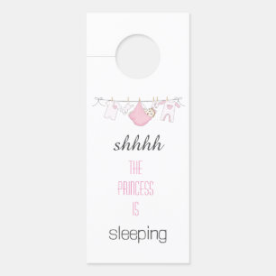 Cute Pink Girl Baby Sleeping Clothesline Door Hanger