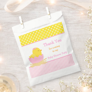 Cute Pink Girl Chick Shower Party Favour Bag