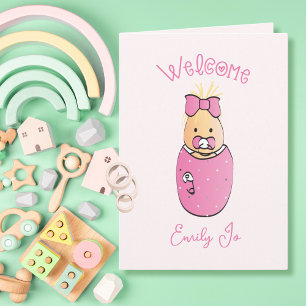 Cute Pink Girl Congratulations Unique Baby Shower Card