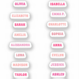 Cute Pink Girl Custom 16 Names Set Extra Tiny