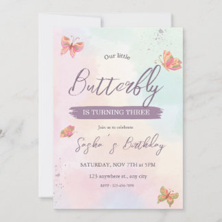 cute pink girl glitter birthday Invitation