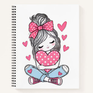 Cute Pink Girl Hearts Classic Notebook
