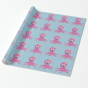 Cute pink girl Octopus Wrapping Paper