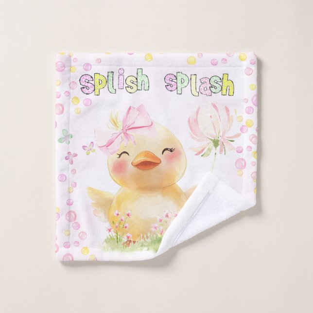 Cute Pink Girl Rubber Duck  Wash Cloth (Wash Cloth)