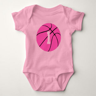 Cute Pink Girls Basketball Custom Baby Bodysuit