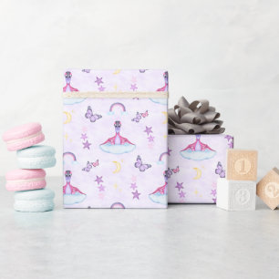 Cute Pink Girls Birthday Dinosaur Wrapping Paper