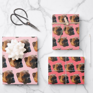 Cute Pink Girly Boxer Dog  Wrapping Paper Sheet