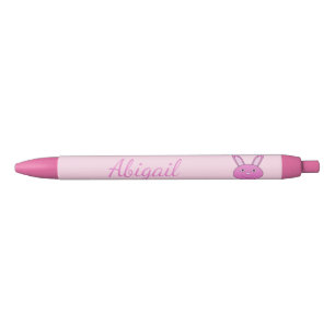 Cute Pink Girly Bunny Face Spring Easter Custom Blue Ink Pen