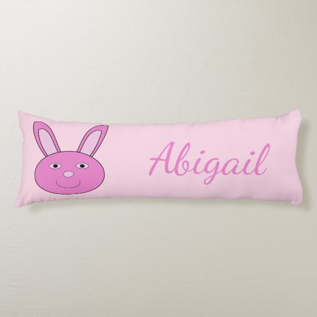 Cute Pink Girly Bunny Face Spring Easter Custom Body Cushion (Front)